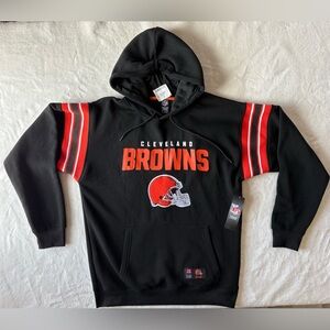 NWT NFL CLE Cleveland Browns Football Black & Orange Pullover Hoodie Sweatshirt